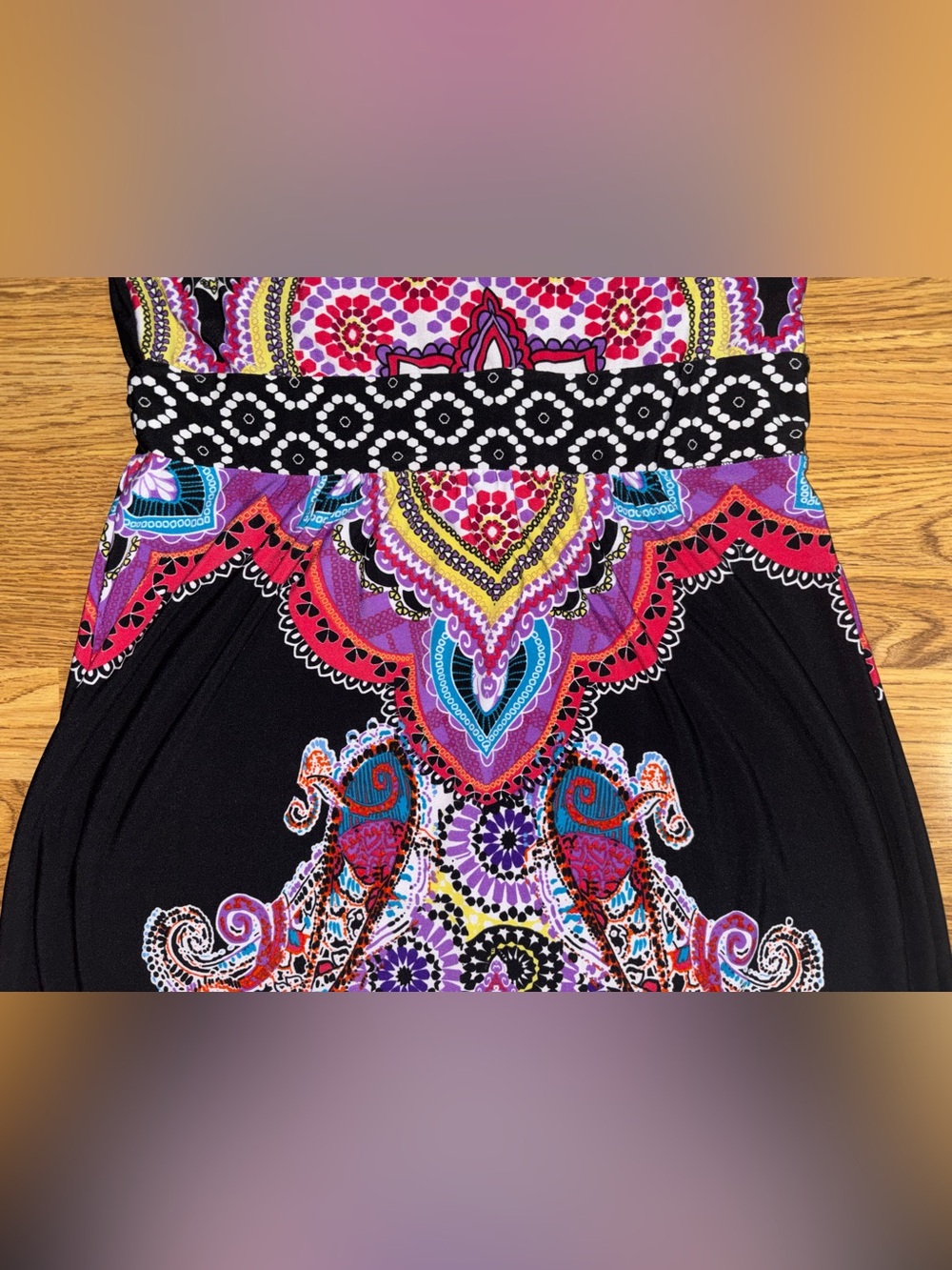 New Directions Boho Paisley Maxi Dress Women’s Size Large Sleeveless V Neck - Picture 13 of 14